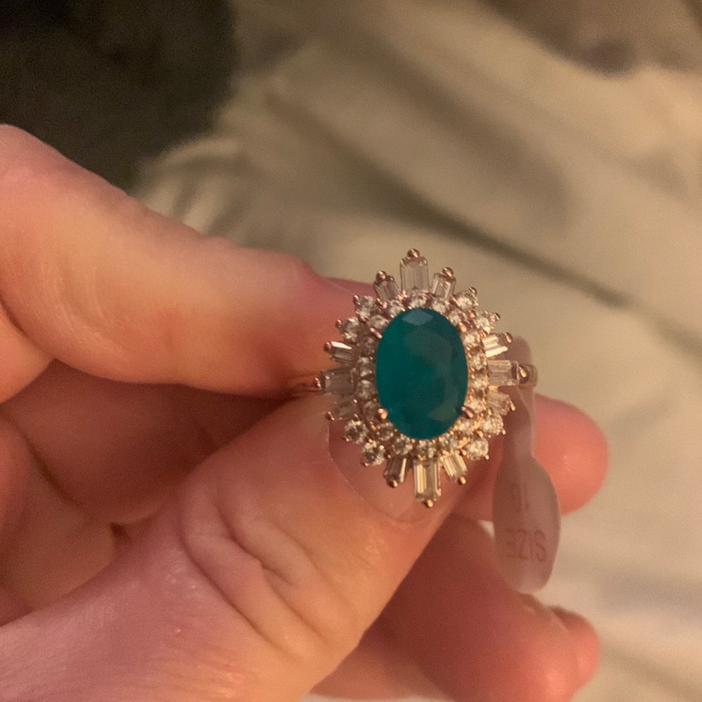 Brand new never worn!!! Size 10 marquise cut Ring with Jade stone/Cubic zirconia